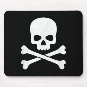 Skull and crossbones ghost pirate jolly roger mouse pad