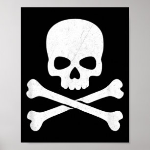 Skull and crossbones ghost pirate jolly roger poster