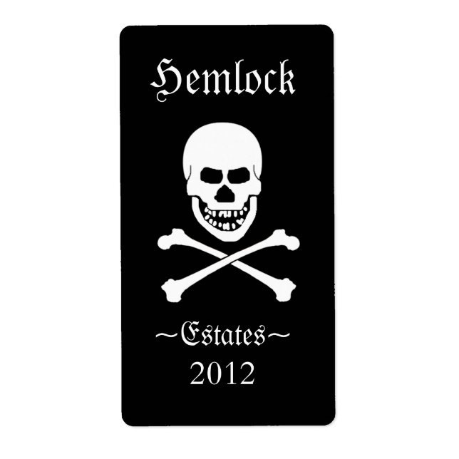 Skull and Crossbones Halloween Funny Wine Bottle (Front)