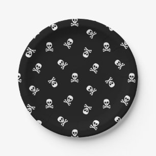 Skull and Crossbones Halloween Party Paper Plate