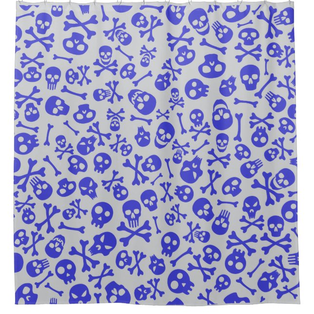 Skull and Crossbones Halloween Seamless Pattern Shower Curtain (Front)