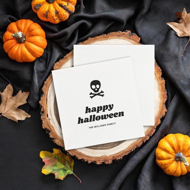 Skull and Crossbones Happy Halloween Party Napkin (Creator Uploaded)