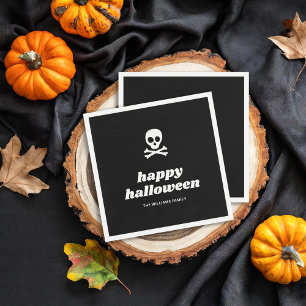Skull and Crossbones Happy Halloween Party Napkin