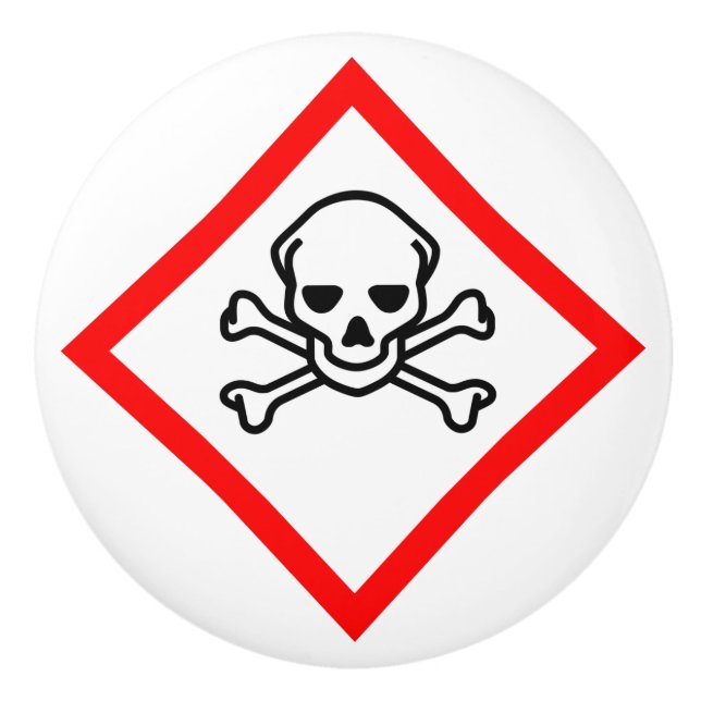 Skull and Crossbones Hazard Symbol Ceramic Knob (Front)