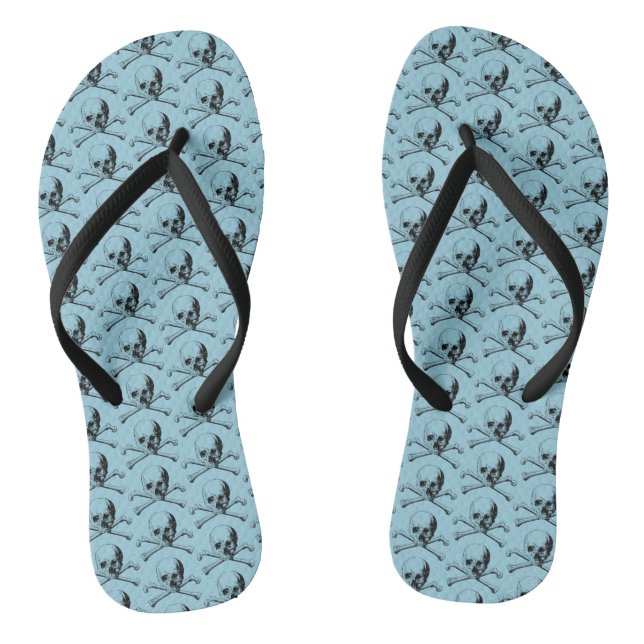 Skull and Crossbones Jolly Roger Thongs (Footbed)