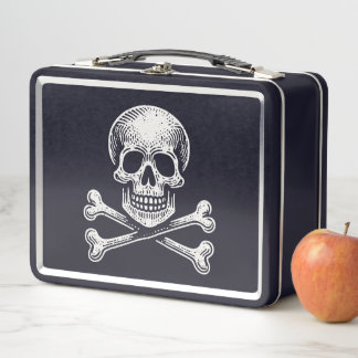 Skull and Crossbones Metal Lunch Box