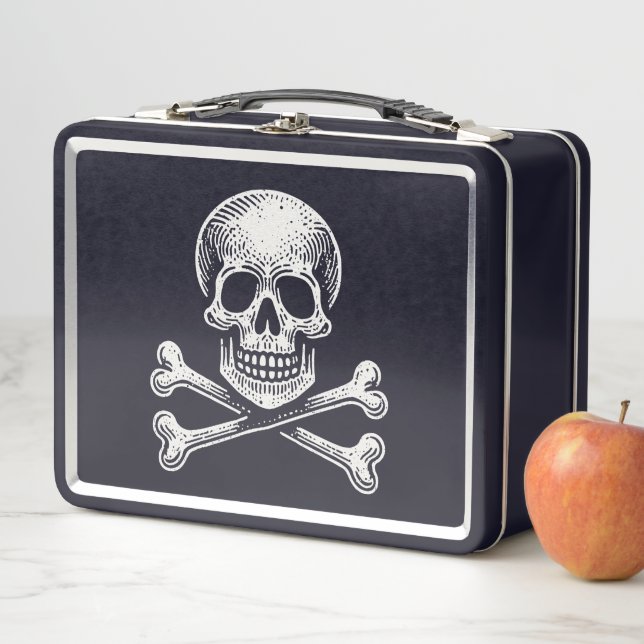Skull and Crossbones Metal Lunch Box (In Situ)