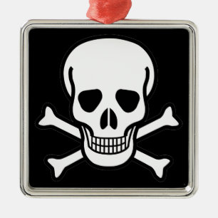 Skull and Crossbones Metal Tree Decoration