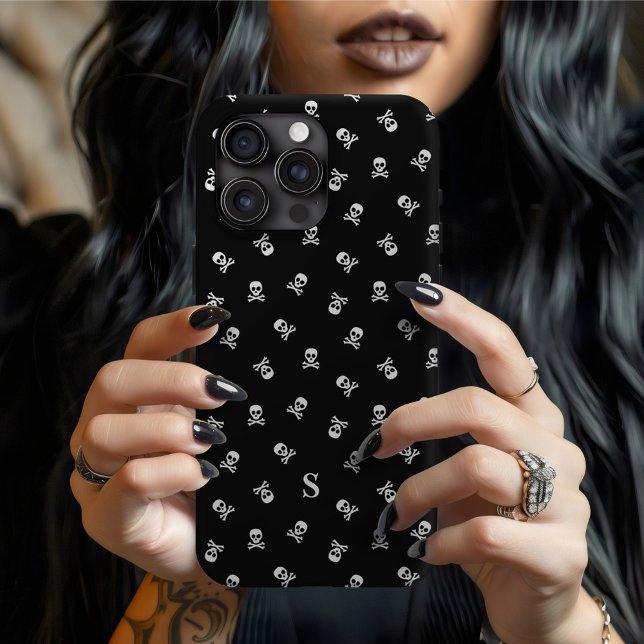Skull and Crossbones Monogrammed Halloween Case-Mate iPhone Case (Creator Uploaded)