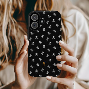 Skull and Crossbones Monogrammed Halloween iPhone 16 Case