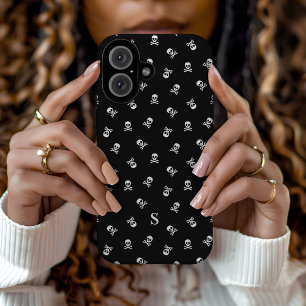 Skull and Crossbones Monogrammed Halloween iPhone 16 Case