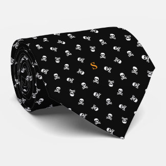 Skull and Crossbones Monogrammed Halloween Tie