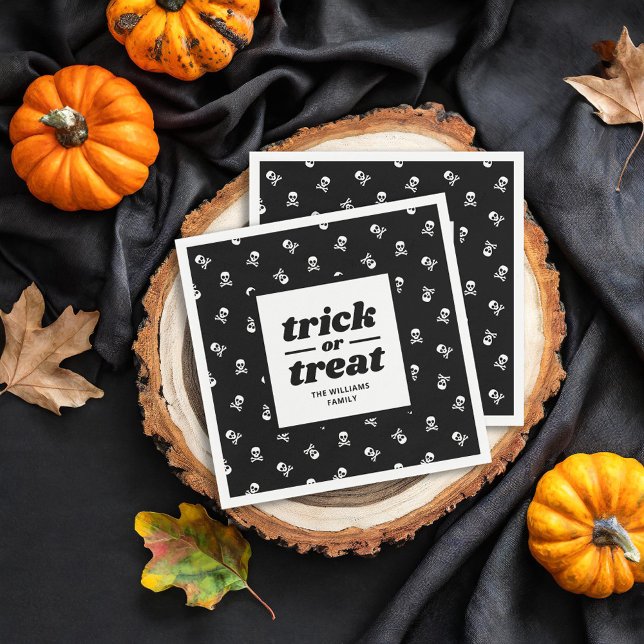 Skull and Crossbones Monogrammed Trick or Treat Napkin (Creator Uploaded)