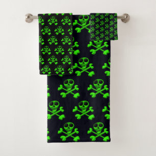 Skull and Crossbones Pattern Bath Towel Set