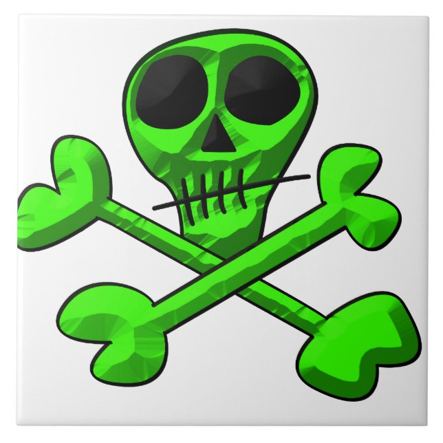 Skull and Crossbones Pattern Ceramic Tile (Front)