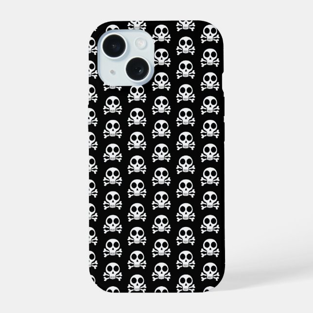 Skull and Crossbones Pattern iPhone 15 Case (Back)