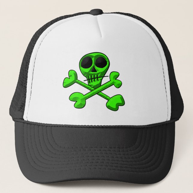 Skull and Crossbones Pattern Trucker Hat (Front)