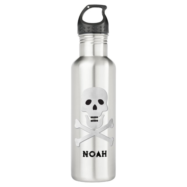 Skull and Crossbones Personalised Water Bottle (Front)