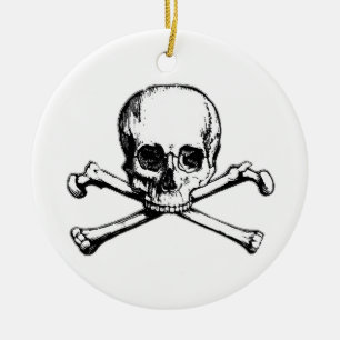 Skull and Crossbones Pirate Icon Ceramic Tree Decoration