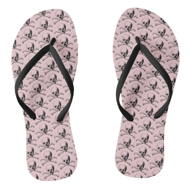 Skull and Crossbones Pirate Jolly Roger Thongs (Footbed)
