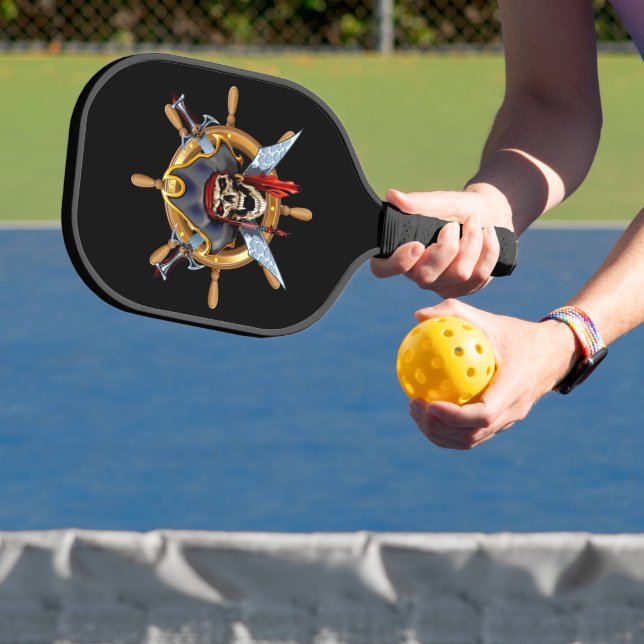Skull And Crossbones Pirate Ships Helm Pickleball Paddle (Insitu)