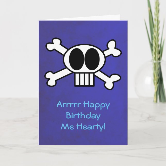 Skull and Crossbones Pirate Theme Birthday Card (Front)