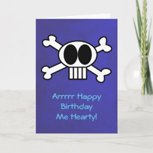 Skull and Crossbones Pirate Theme Birthday Card