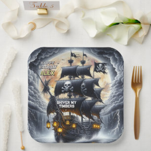 Skull and Crossbones Pirate Theme Paper Plate