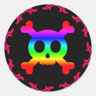 Skull and Crossbones Rainbow Sticker