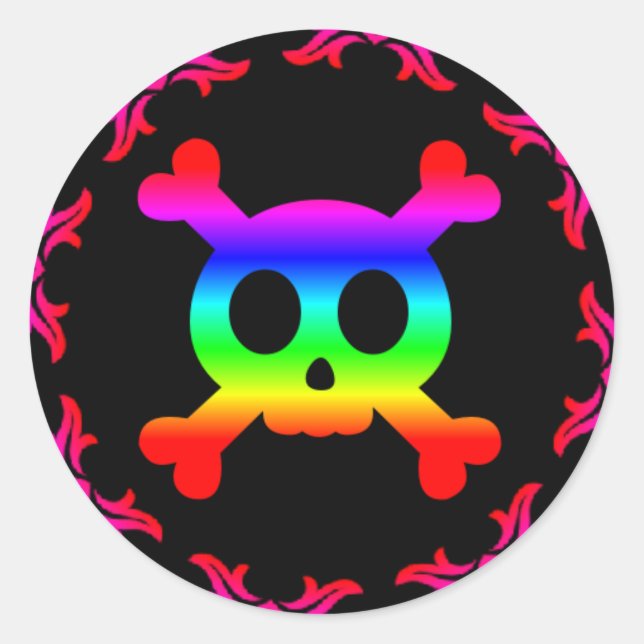 Skull and Crossbones Rainbow Sticker (Front)