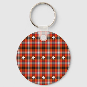 Skull and Crossbones Red and Black Button Keychain