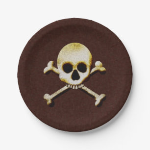 Skull And Crossbones Scary Halloween Party Plates