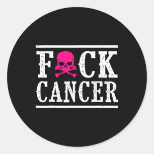 Skull And Crossbones Skeleton Breast Cancer Classic Round Sticker