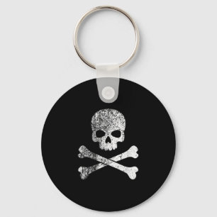 Skull and crossbones skeleton pirate jolly roger key ring