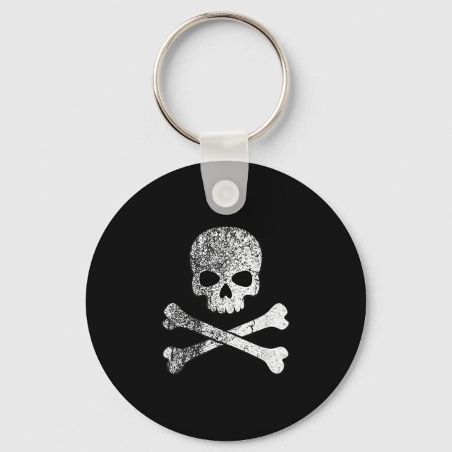 Skull and crossbones skeleton pirate jolly roger key ring (Front)
