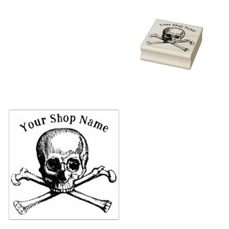 Skull and Crossbones Template Small Business Rubber Stamp