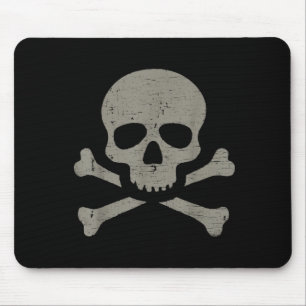 Skull and Crossbones Vintage Gothic Pirate Design Mouse Pad