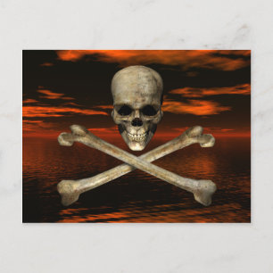 Skull and Crossbones w/Red Sky Background 2 Postcard
