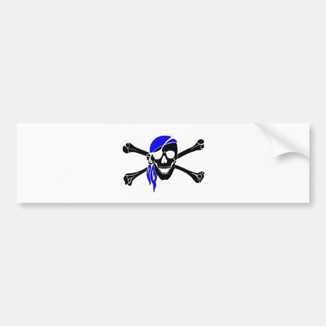 Skull And Crossbones With Bandanna Bumper Sticker (Front)