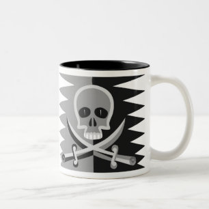 Skull and Crossbones with Funny Pirate Saying Two-Tone Coffee Mug