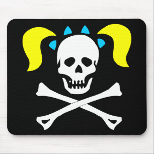 Skull and Crossbones With Pigtails Mouse Pad