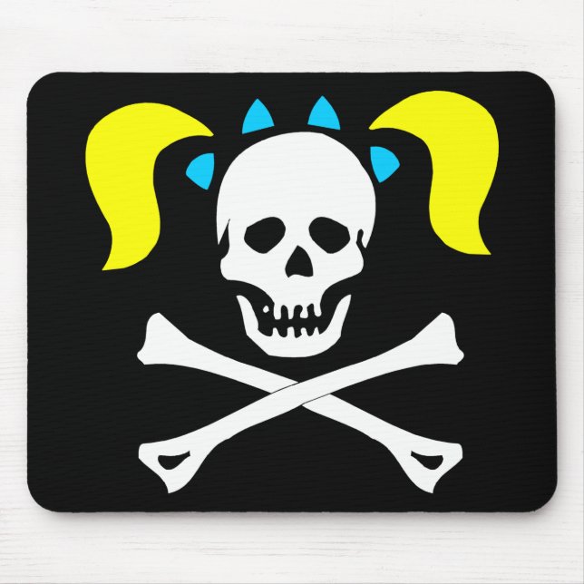 Skull and Crossbones With Pigtails Mouse Pad (Front)