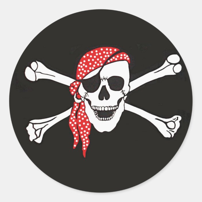 Skull and Crossed Bones Pirate Flag Classic Round Sticker | Zazzle.com.au