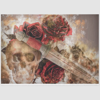 Skull and Dagger Decoupage Paper
