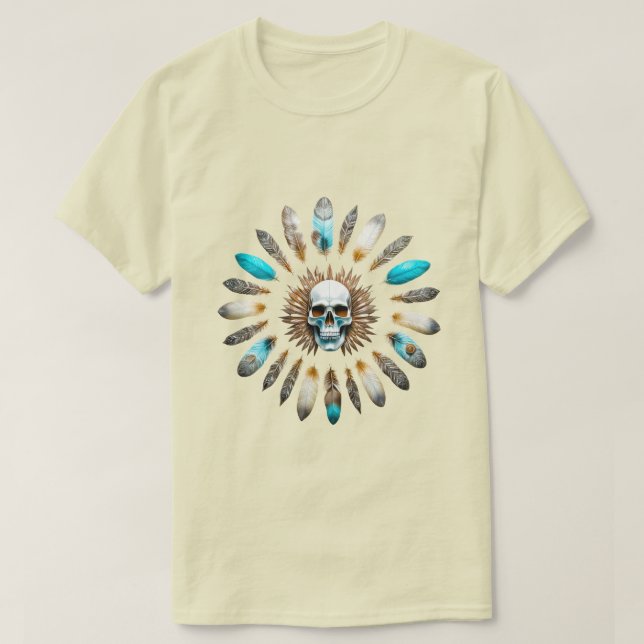 Skull and Feathers 01 T-Shirt (Design Front)