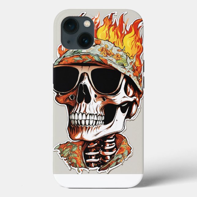 Skull and Flames Rock and Roll Event Case-Mate iPhone Case (Back)