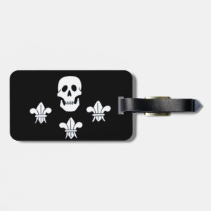 SKULL AND FLEUR DE LISE JOLLY ROGER BANNER LUGGAGE TAG