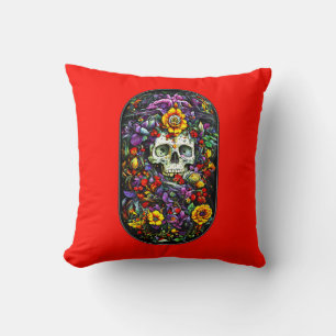 Skull and Flowers Cushion