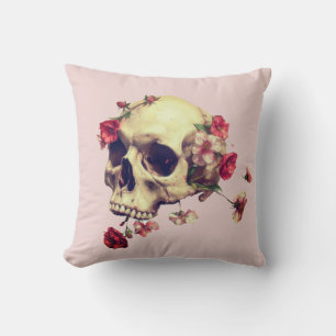 Skull and flowers cushion