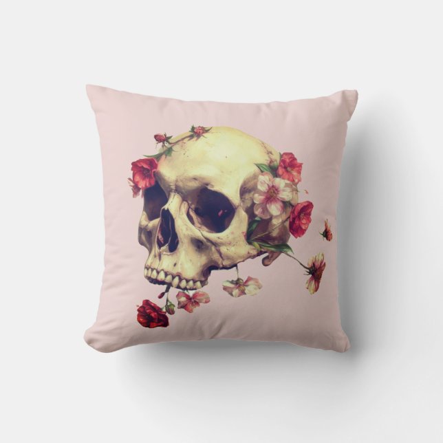 Skull and flowers cushion (Front)